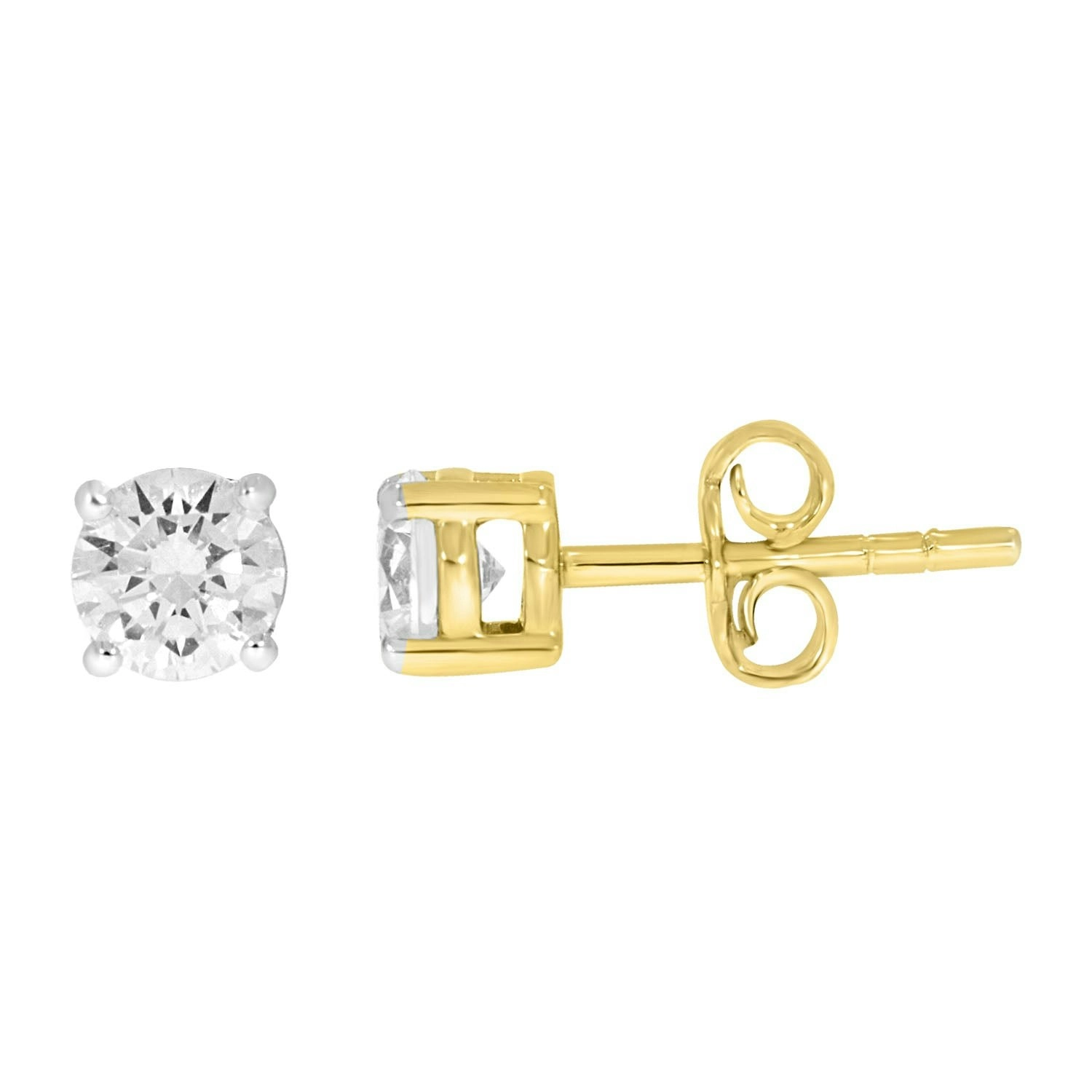 9ct Yellow Gold  1.00 Carat Diamond Stud Earrings