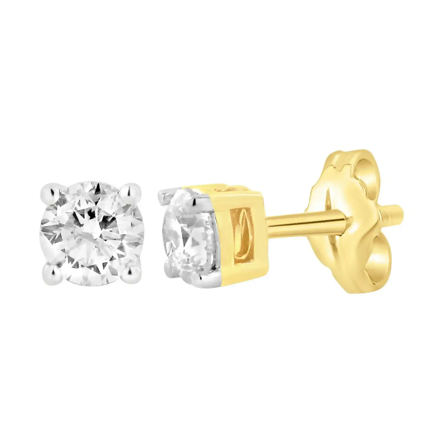 9ct Yellow Gold 3/4 Carat Diamond Stud Earrings