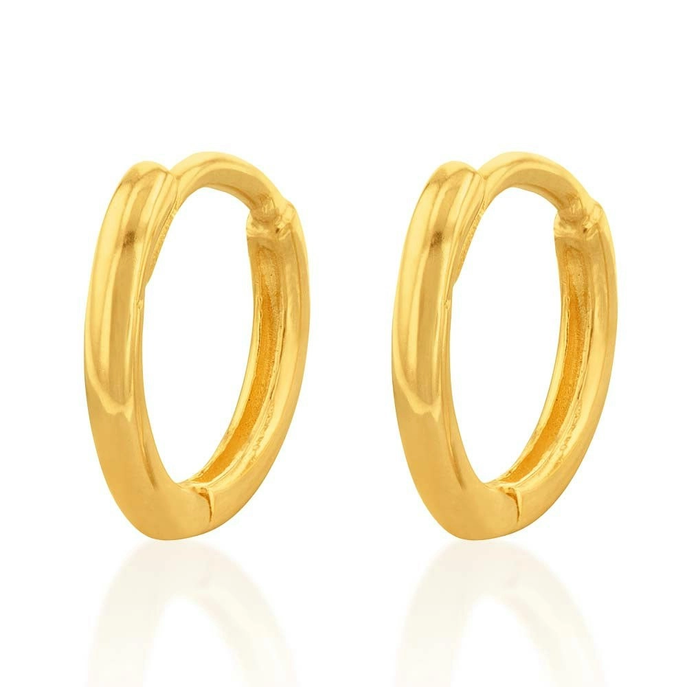 9ct Yellow Gold Plain Flat 6.5mm Sleeper Earrings For Kids