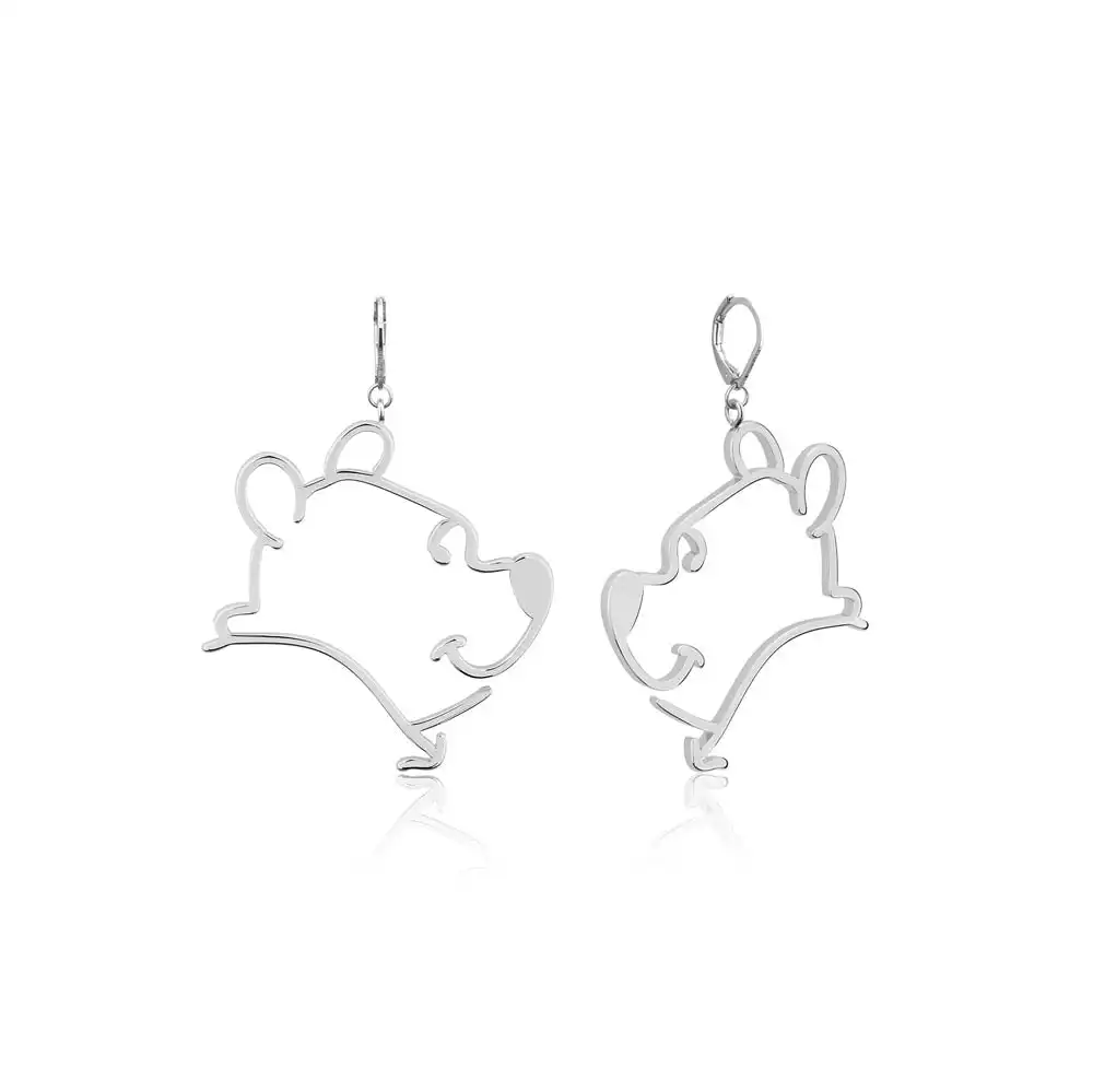 Disney White Gold Plated Winnie The Pooh Open 60mm Drop Earrings