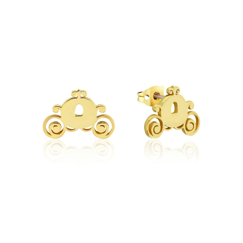 Disney Princess Cinderella Gold Plated Pumpkin Carriage Stud Earrings