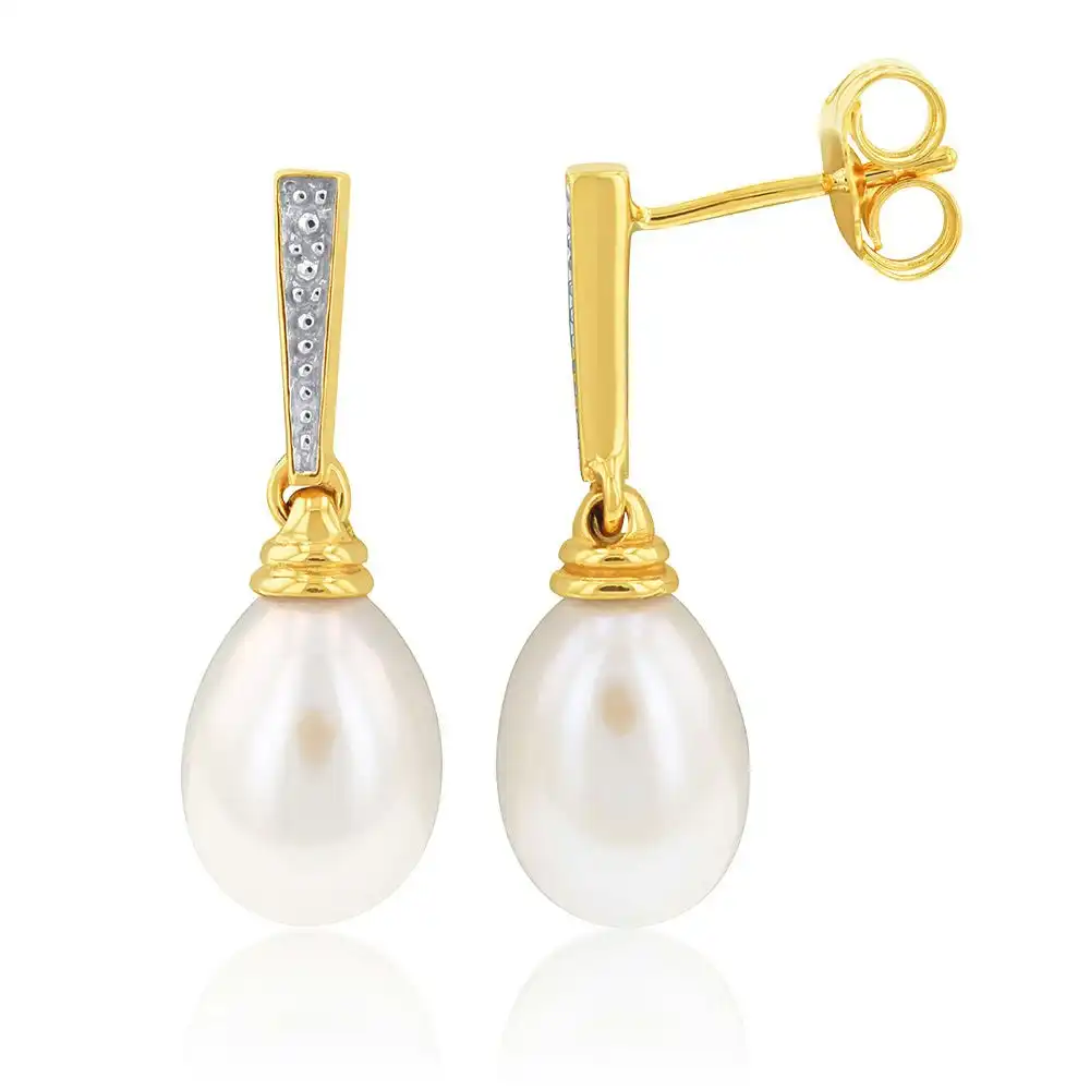 9ct Yellow Gold Freshwater Pearl Stud Earrings