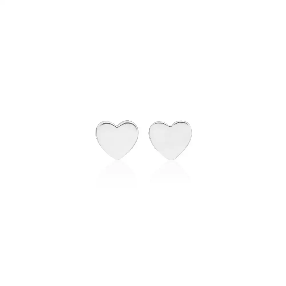 Sterling Silver Plain Heart Stud Earrings