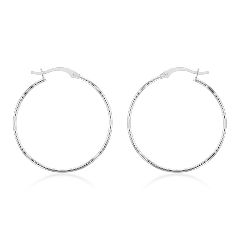 Sterling Silver Plain 30mm Hoop Earrings