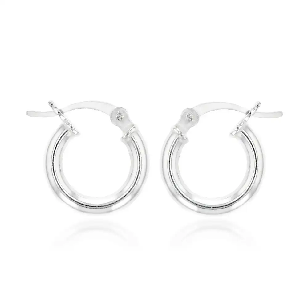 Sterling Silver Plain 12mm Hoop Earrings
