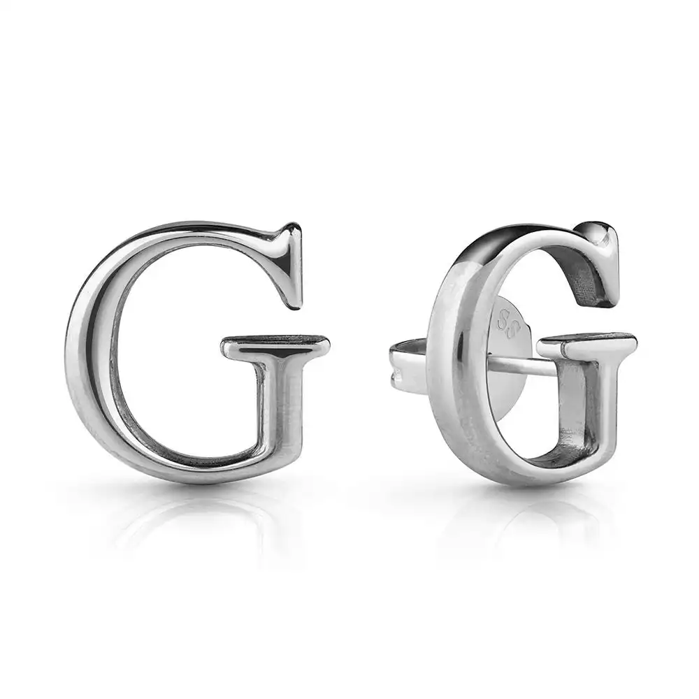 Guess Sterling Silver 12mm G Logo Stud Earrings