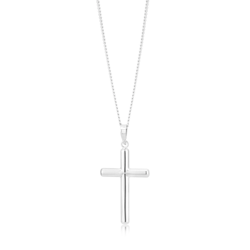 9ct White Gold Plain Cross Pendant