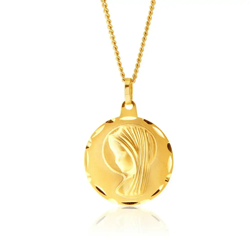 9ct Yellow Gold Madonna Medal Pendant