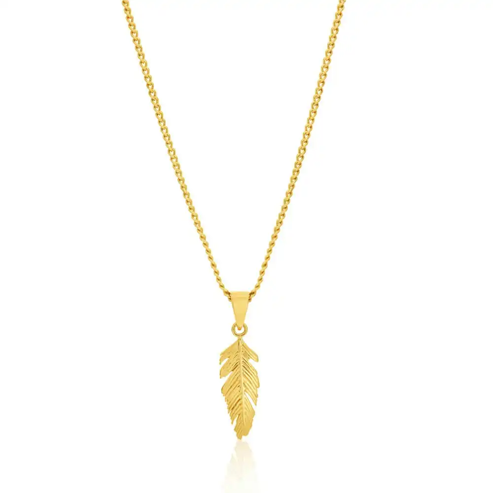 9ct Yellow Gold Feather Pendant