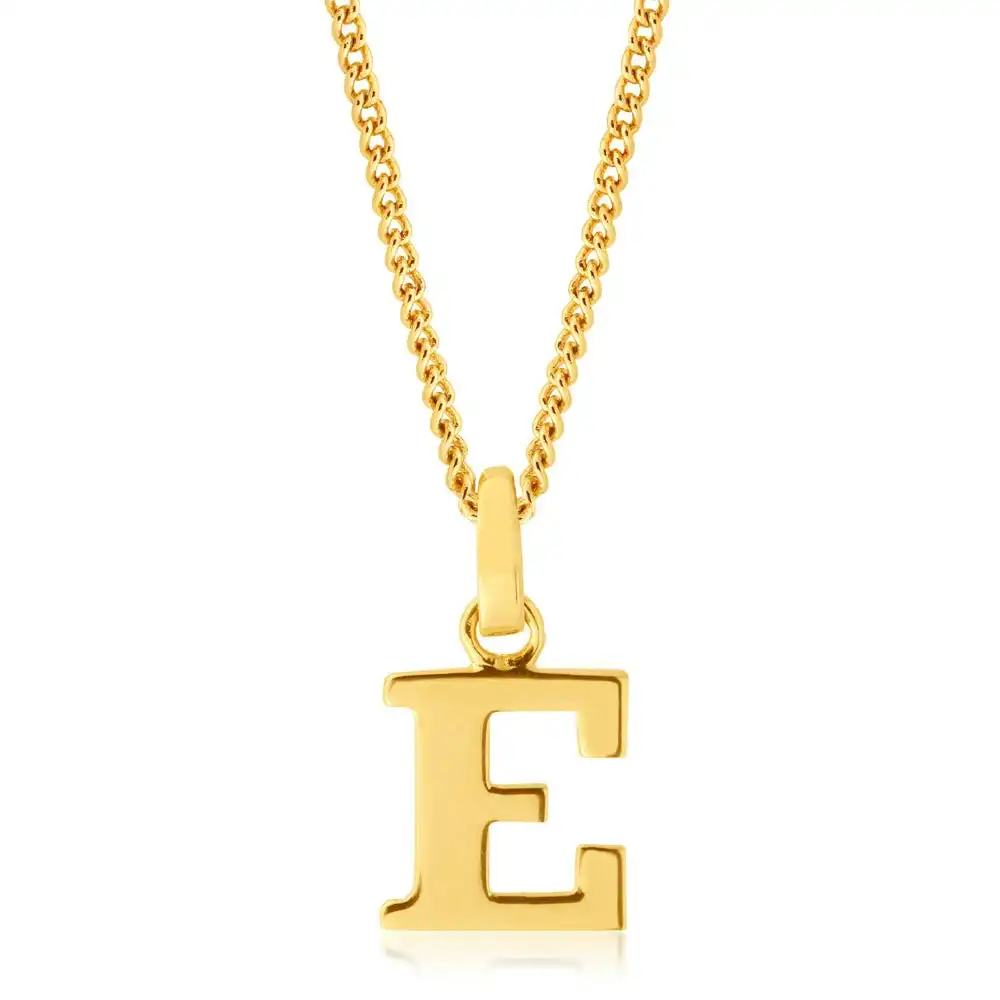 9ct Yellow Gold Initial "E" Pendant