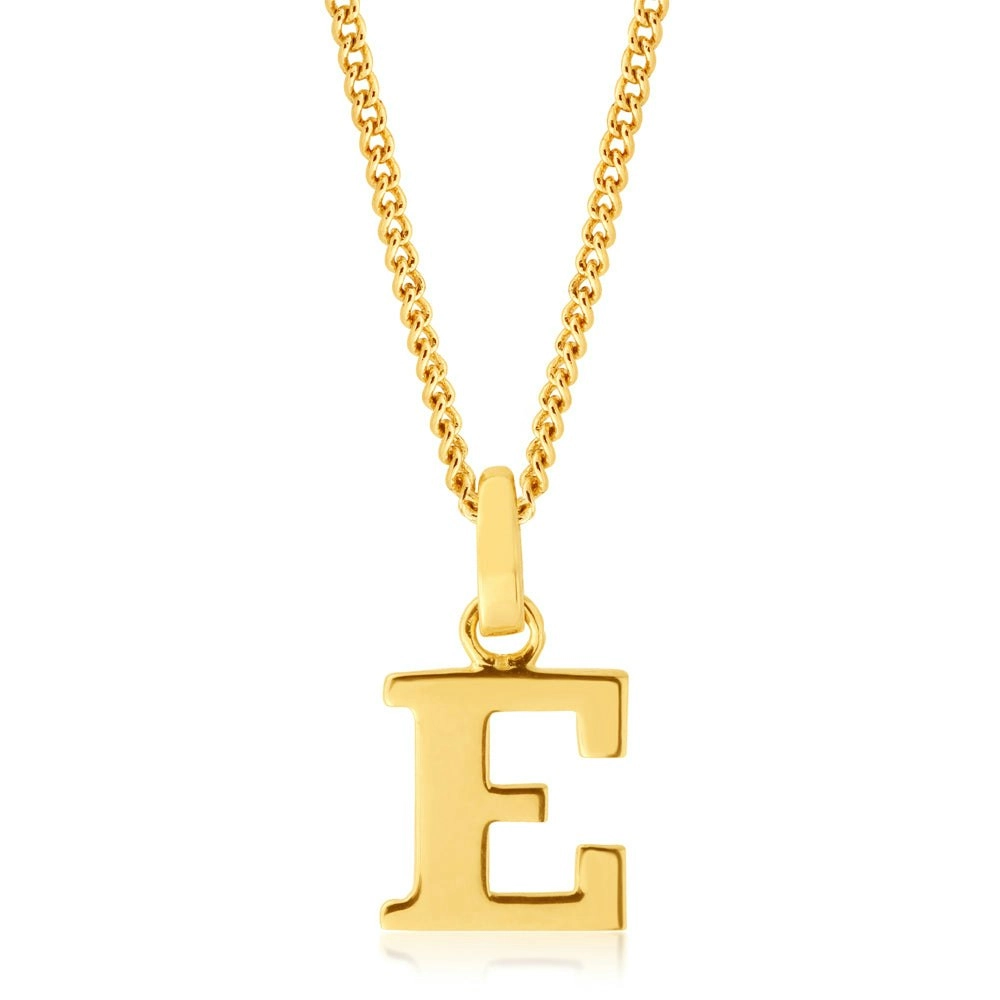 9ct Yellow Gold Initial "E" Pendant