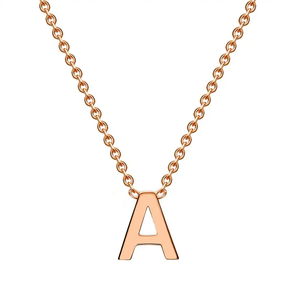 9ct Rose Gold Initial "A" Pendant on 43cm Chain