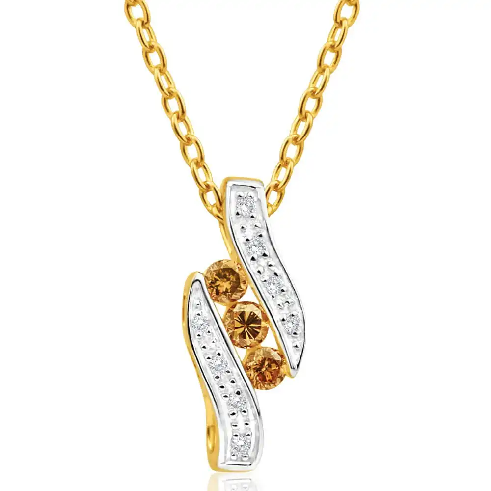 Australian Diamond 9ct Yellow Gold 1/5 Carat Diamond Pendant