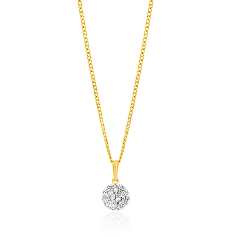 9ct Yellow Gold Diamond Pendant Set with 1/5 Carat of 20 Brilliant Diamonds