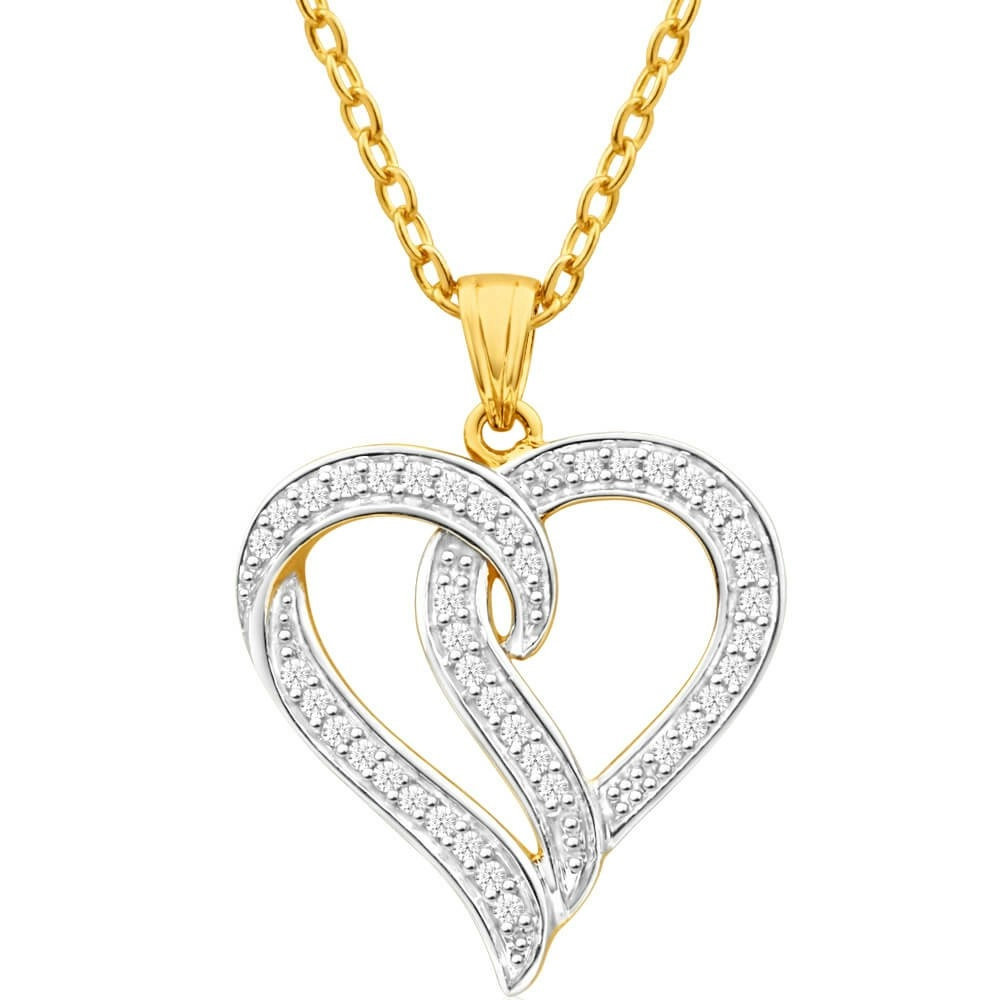 9ct Yellow Gold 1/4 Carat Diamond Heart Pendant