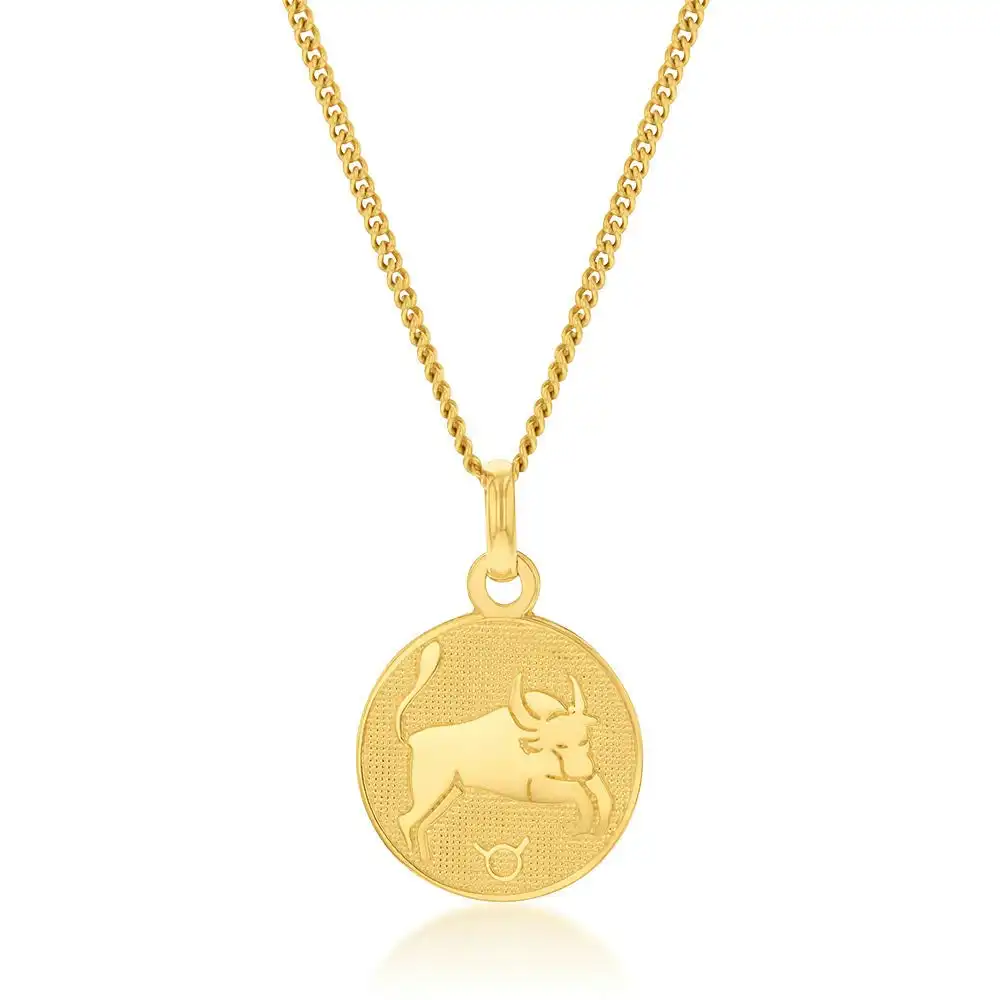 9ct Yellow Gold Zodiac Taurus Pendant