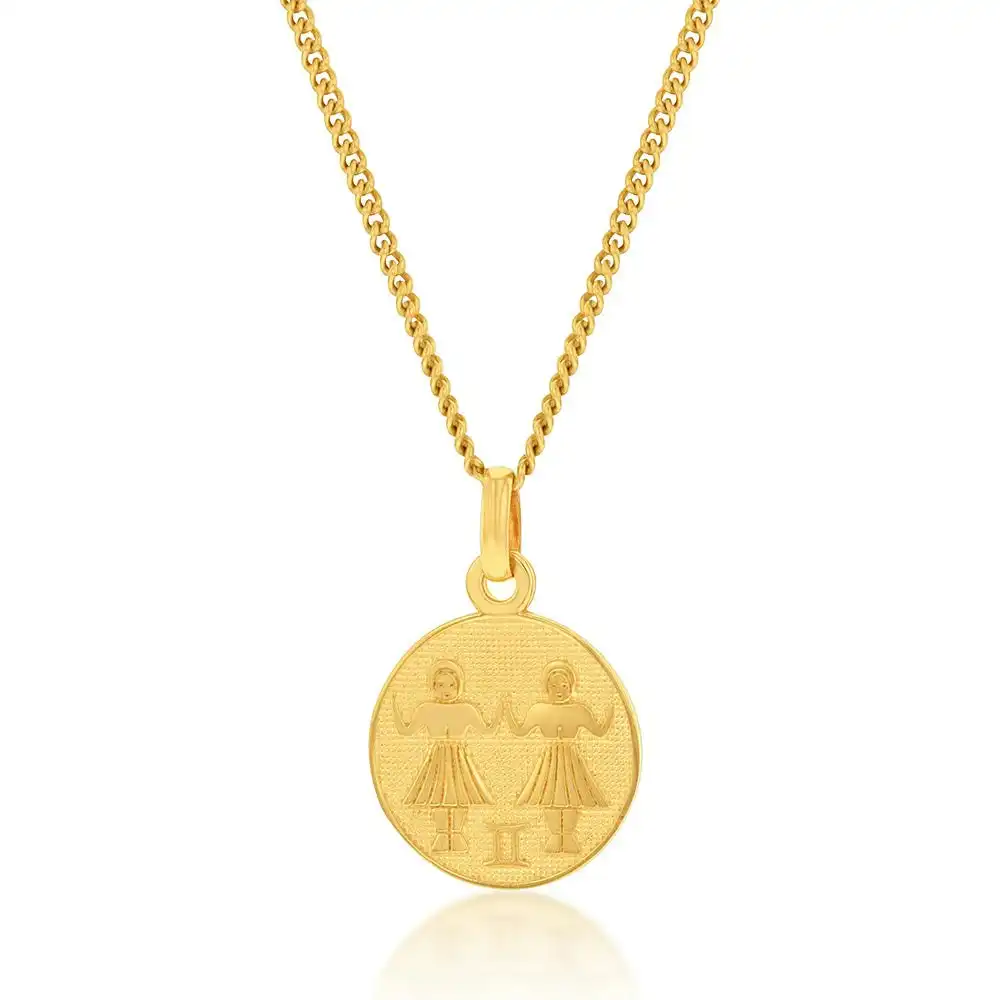 9ct Yellow Gold Zodiac Gemini Pendant