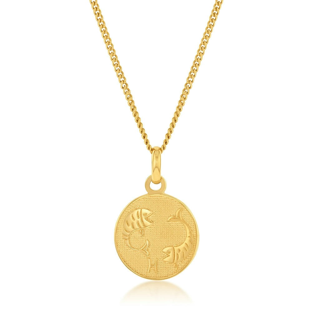 9ct Yellow Gold Zodiac Pisces Pendant