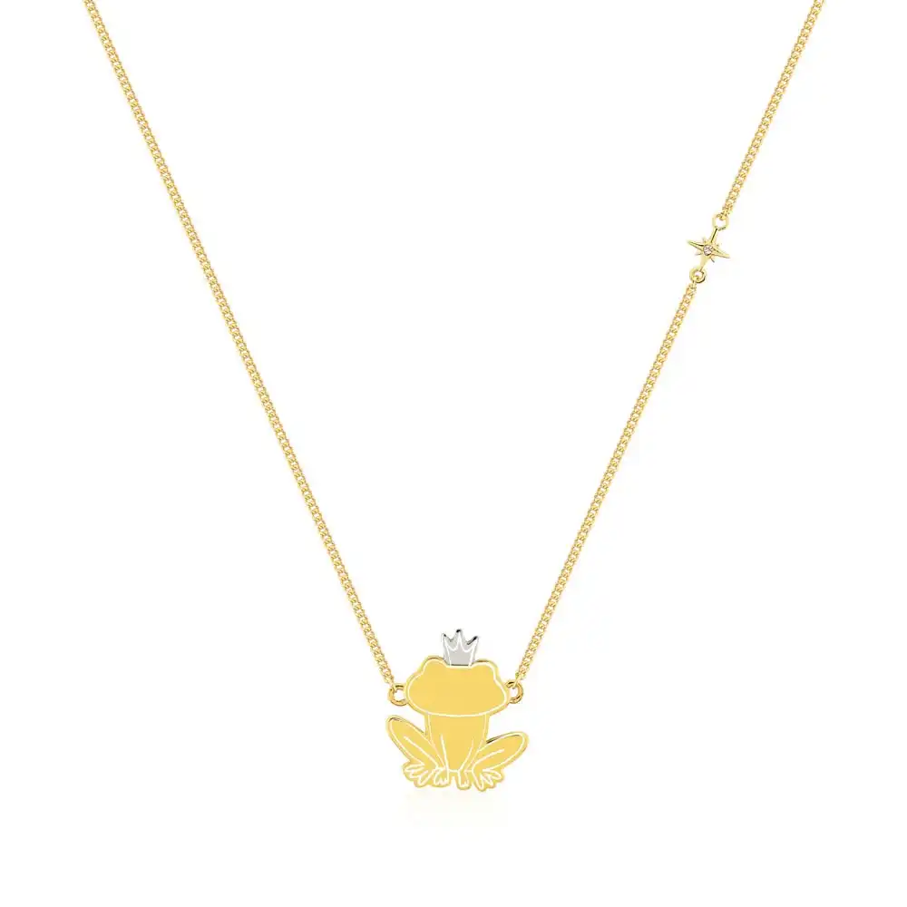 Disney Princess And The Frog Two Tone Gold Plated Prince Naveen Pendant On 40cm Chain