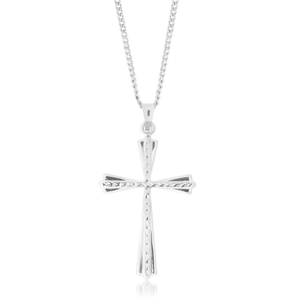 9ct White Gold Fancy Cross Pendant