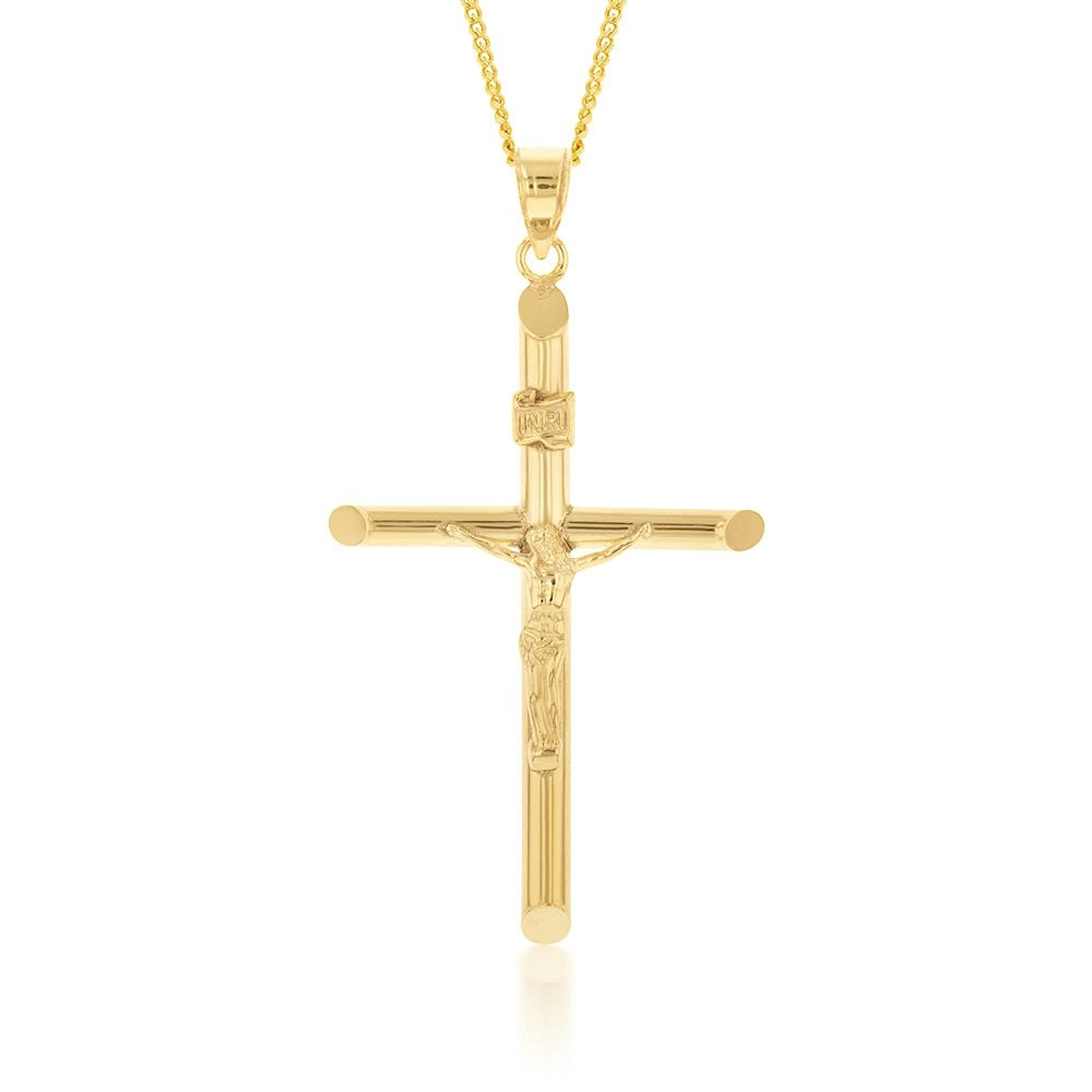 9ct Yellow Gold Silverfilled Crucifix Pendant