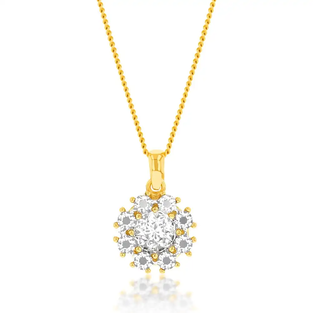 9ct Yellow And White Gold Two Tone Round Pendant