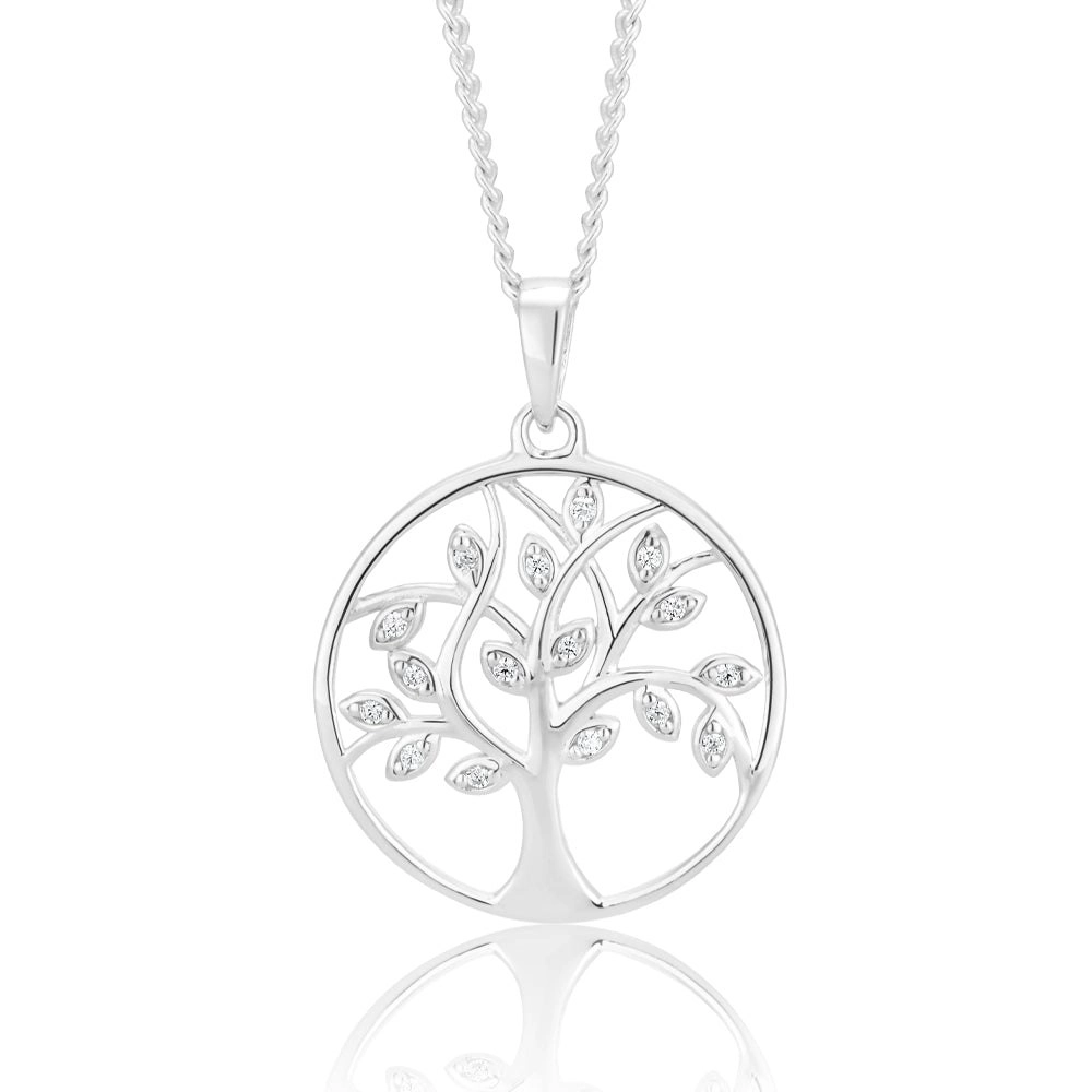 Sterling Silver Tree of Life Zirconia Pendant