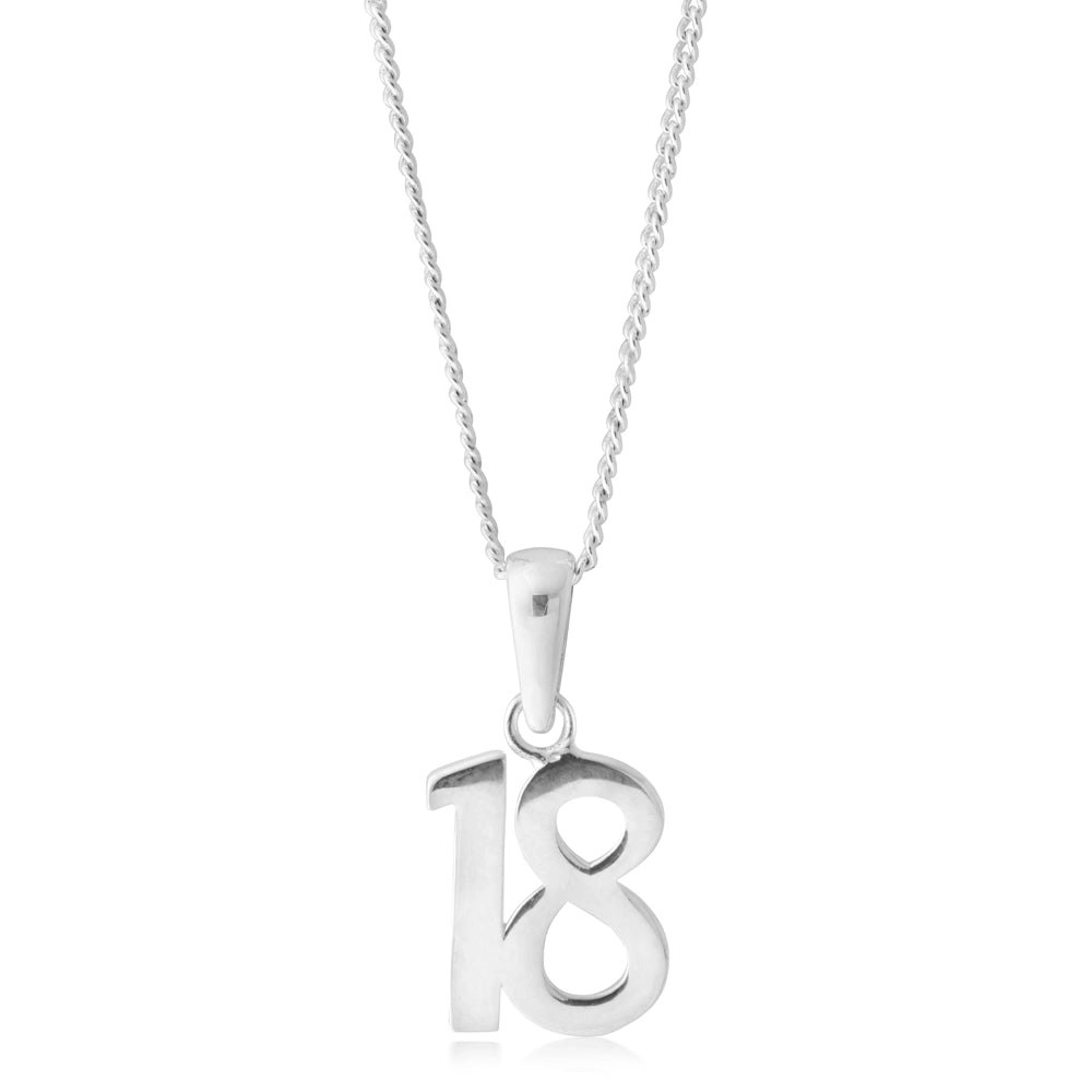 Sterling Silver Number 18 Pendant