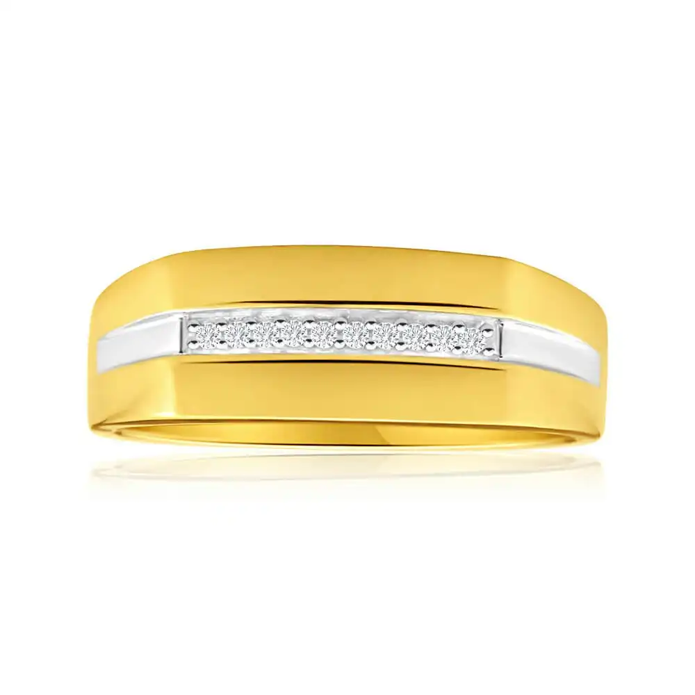 His and Hers Rings 9ct Yellow Gold Ladies Ring With 10 Diamonds
