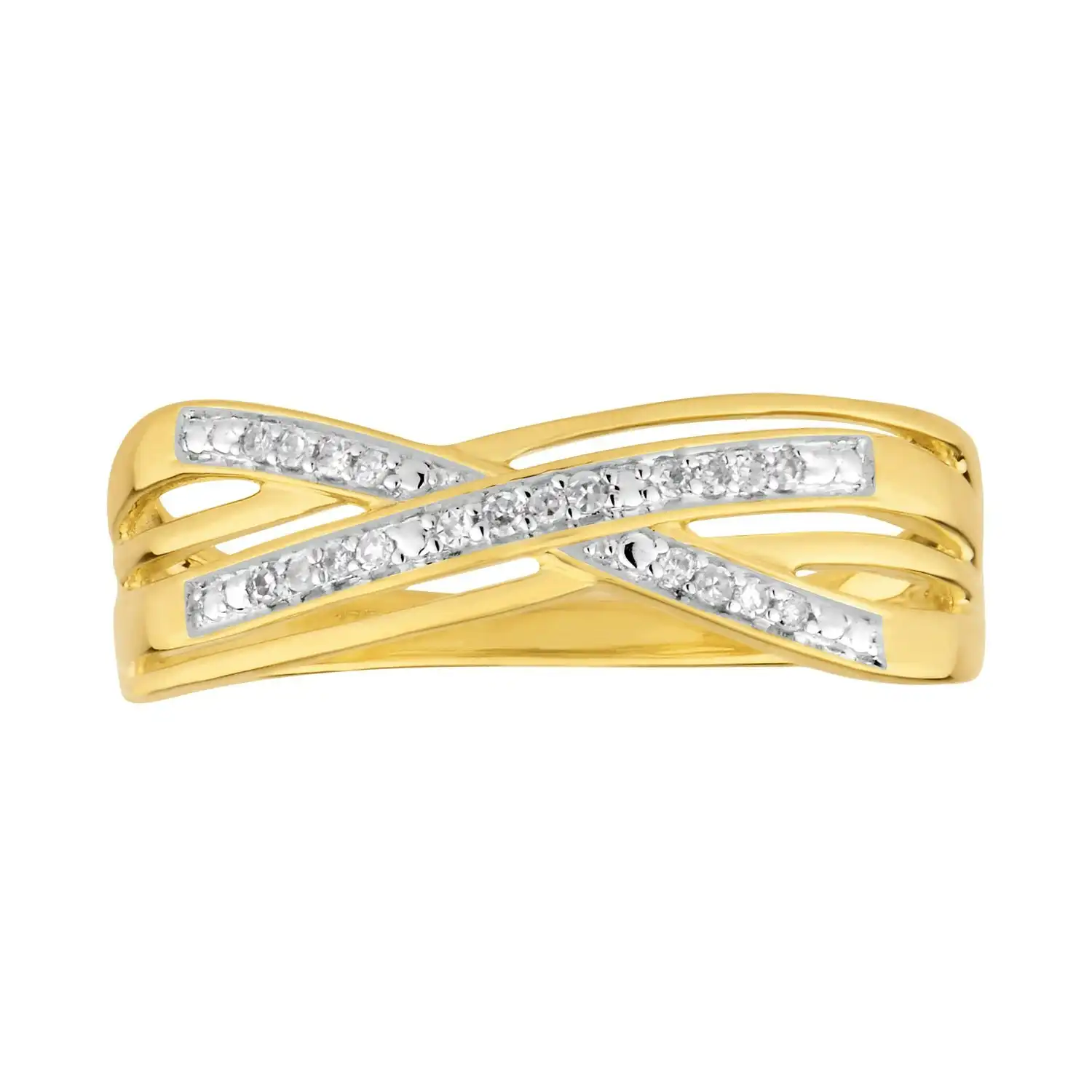 9ct Yellow Gold Diamond Ring with 20 Brilliant Diamonds