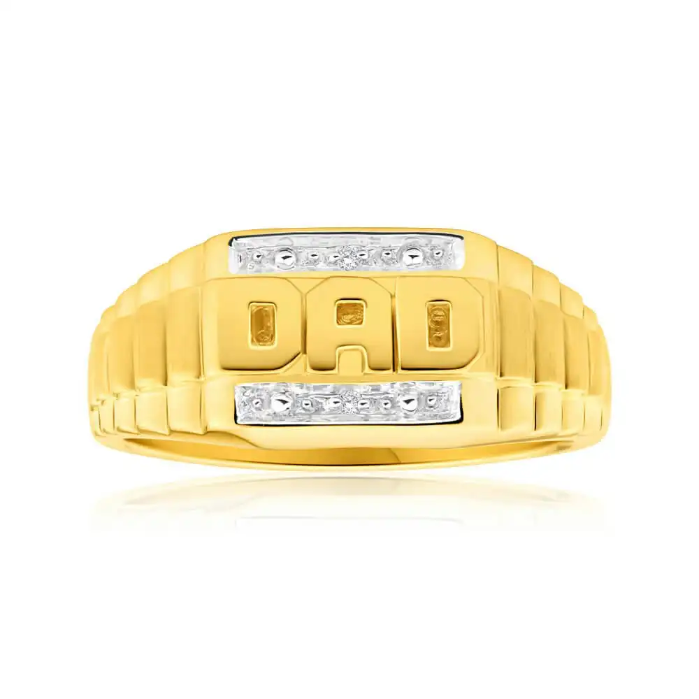 9ct Yellow Gold & White Gold 'Dad' Diamond Ring