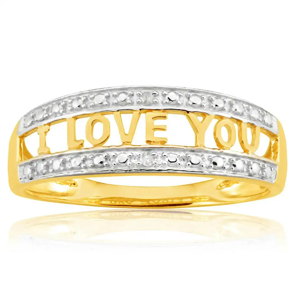 9ct Yellow Gold Diamond "I LOVE YOU" Ring