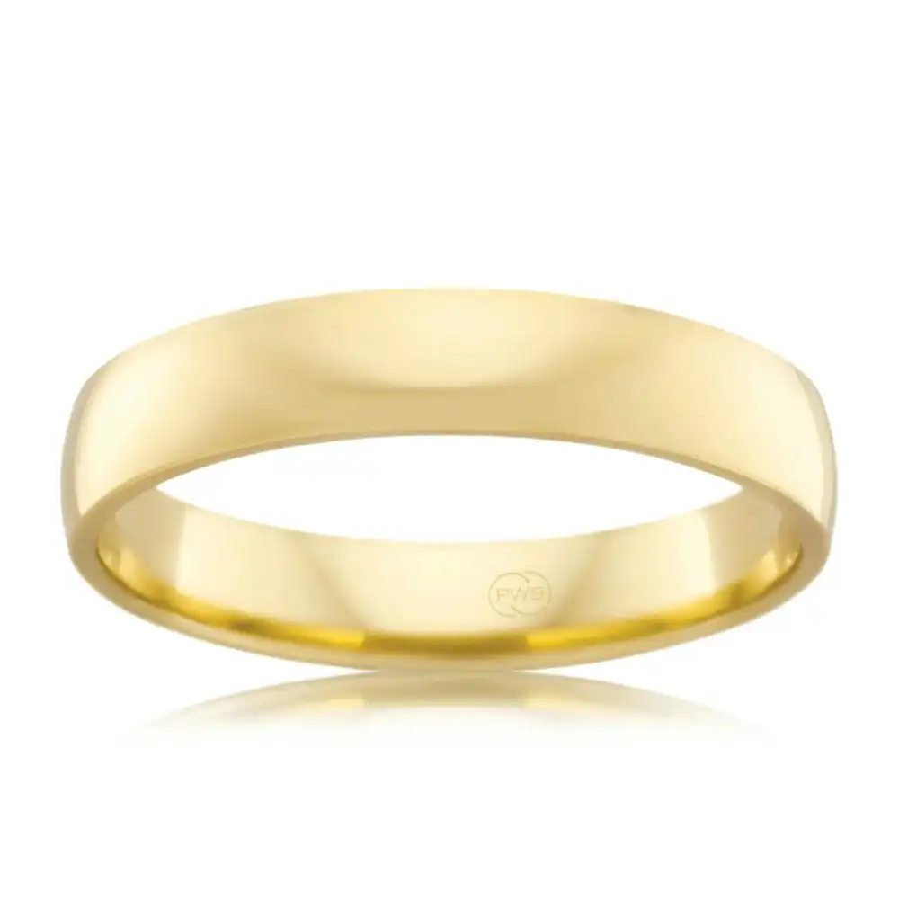9ct Yellow Gold 4mm Crescent Ring. Size U