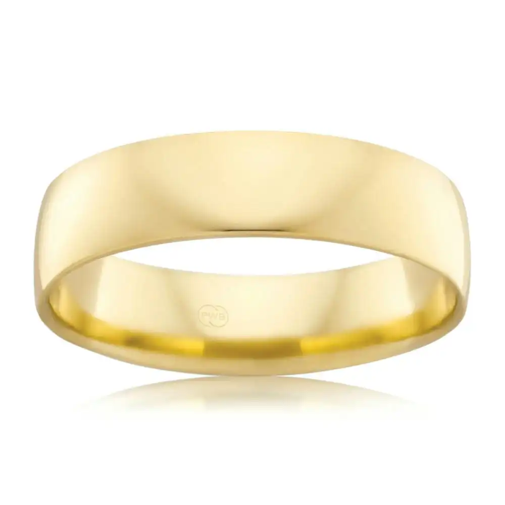 9ct Yellow Gold 6mm Crescent Ring. Size U