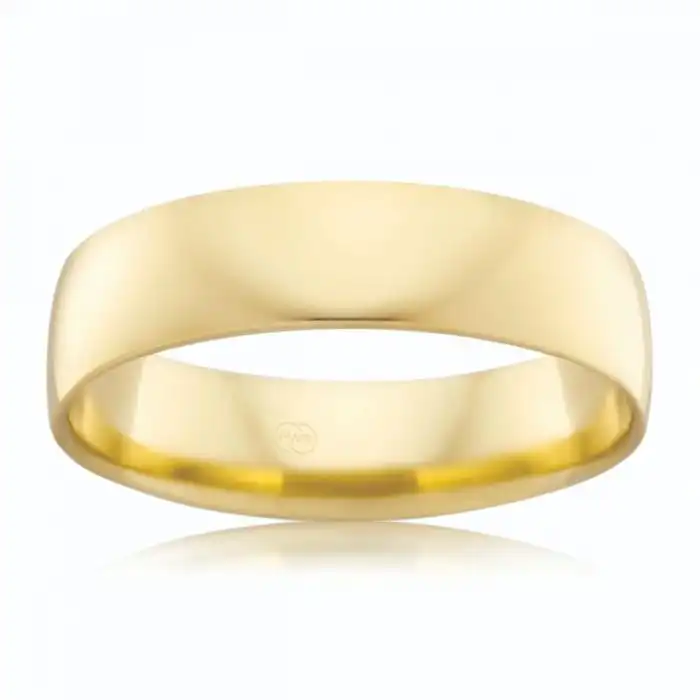 9ct Yellow Gold 6mm Crescent Ring. Size Z