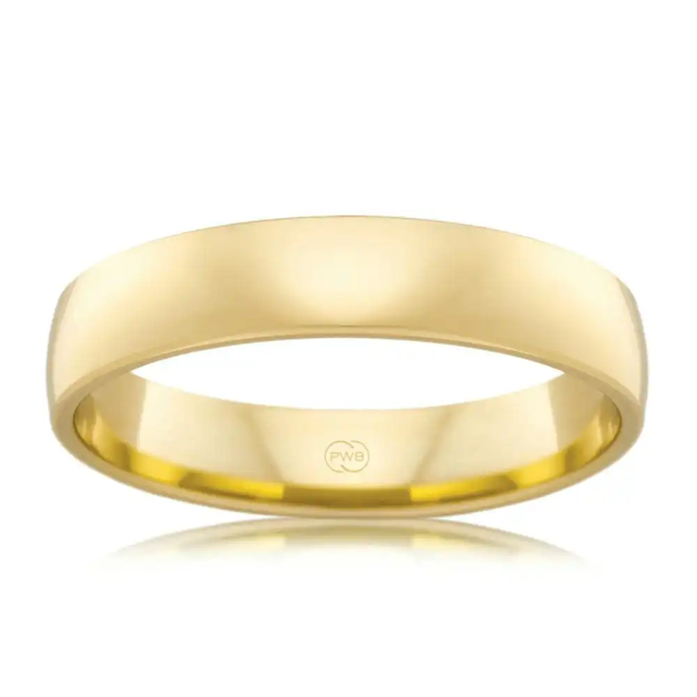 9ct Yellow Gold 4.5mm Classic Barrel Ring. Size X