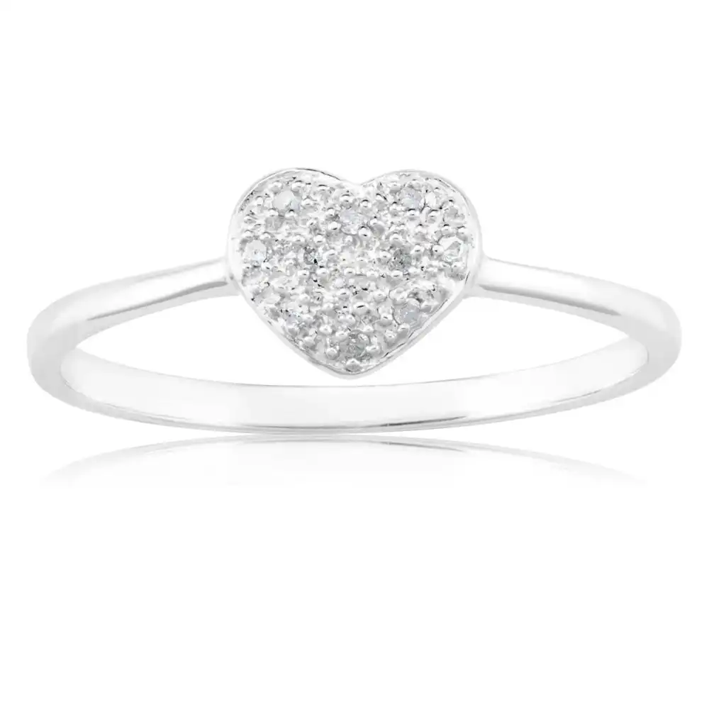 Sterling Silver Heart Diamond Ring