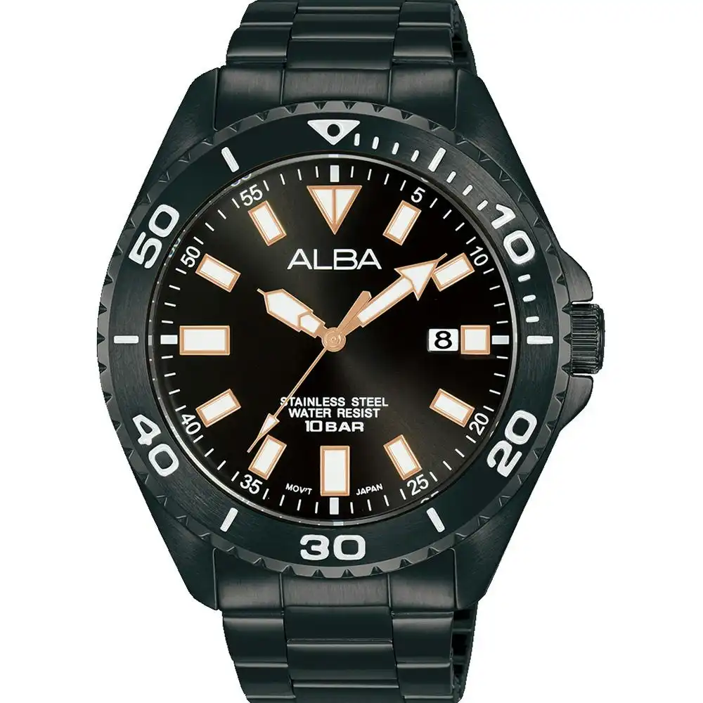 Alba AS9Q37X Active Black Stainless Steel Mens Watch