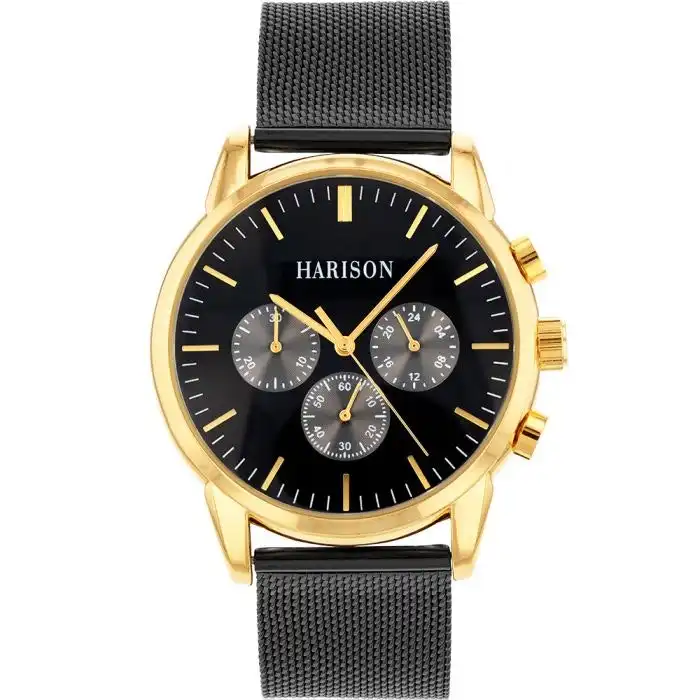 Harison Black & Gold Men's Watch *Imitation Sub Dials*
