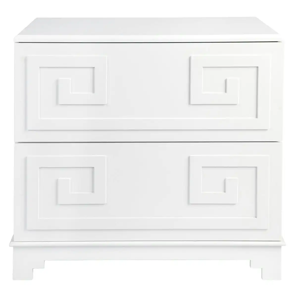 Greek Key Bedside Table - White