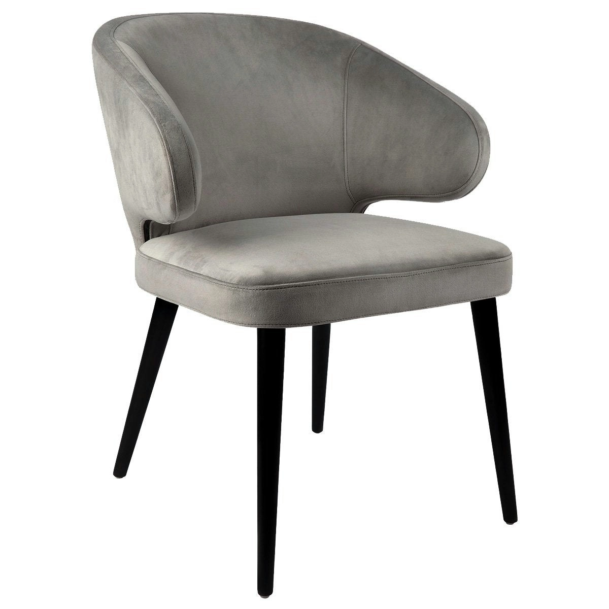 Harlow Black Dining Chair - Grey Velvet