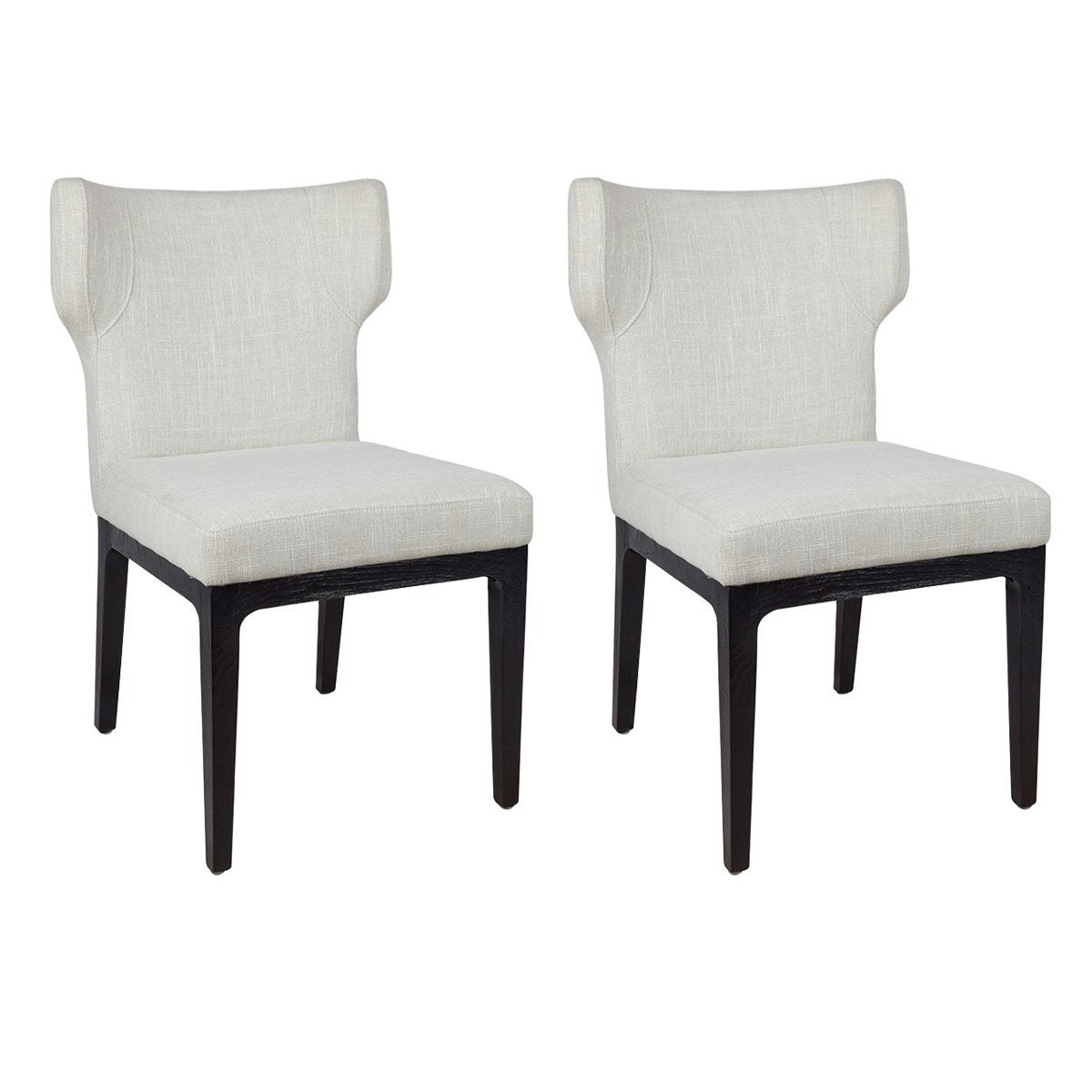 Ashton Black Dining Chair Set of 2  - Natural Linen