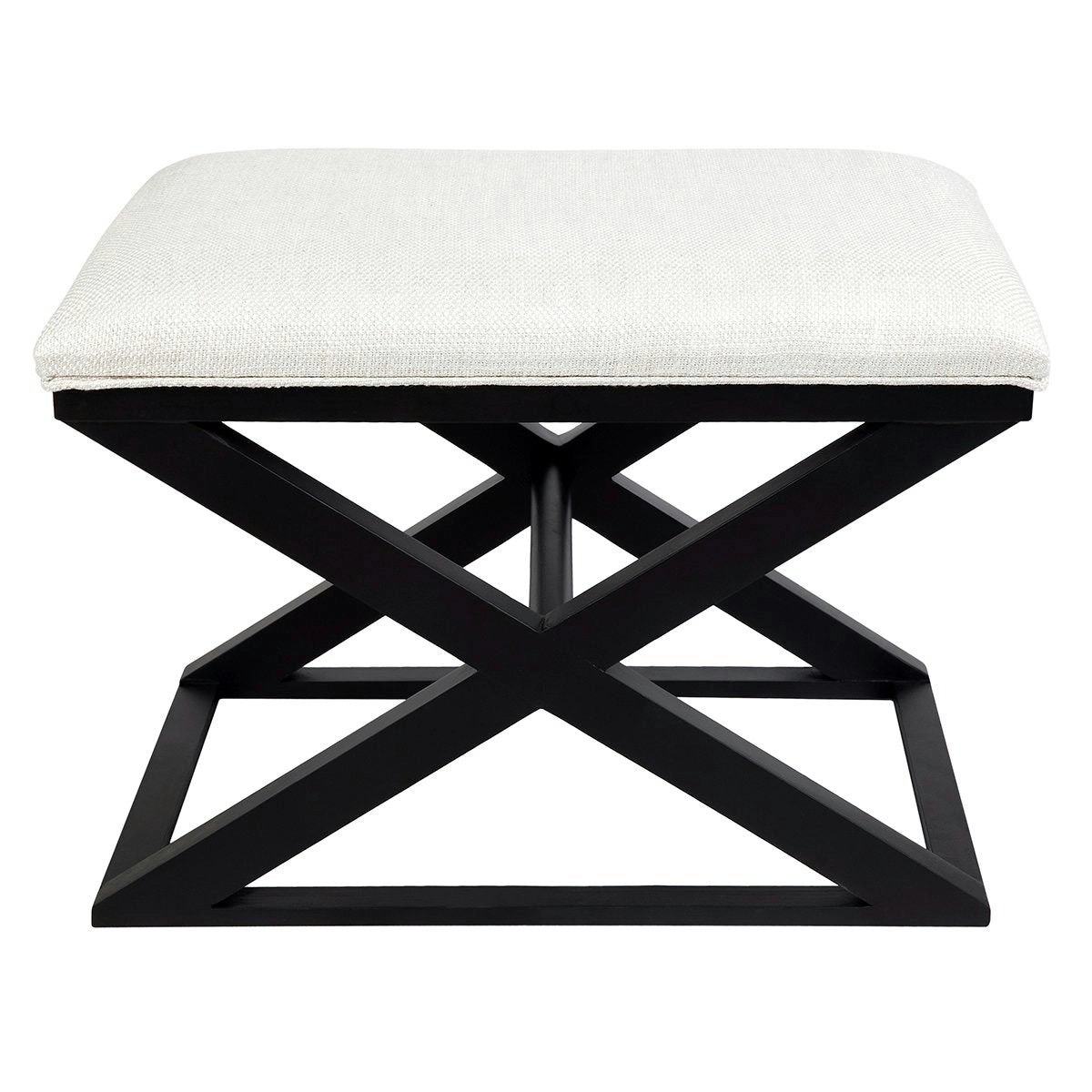 Spencer Black Timber Stool - Natural Linen