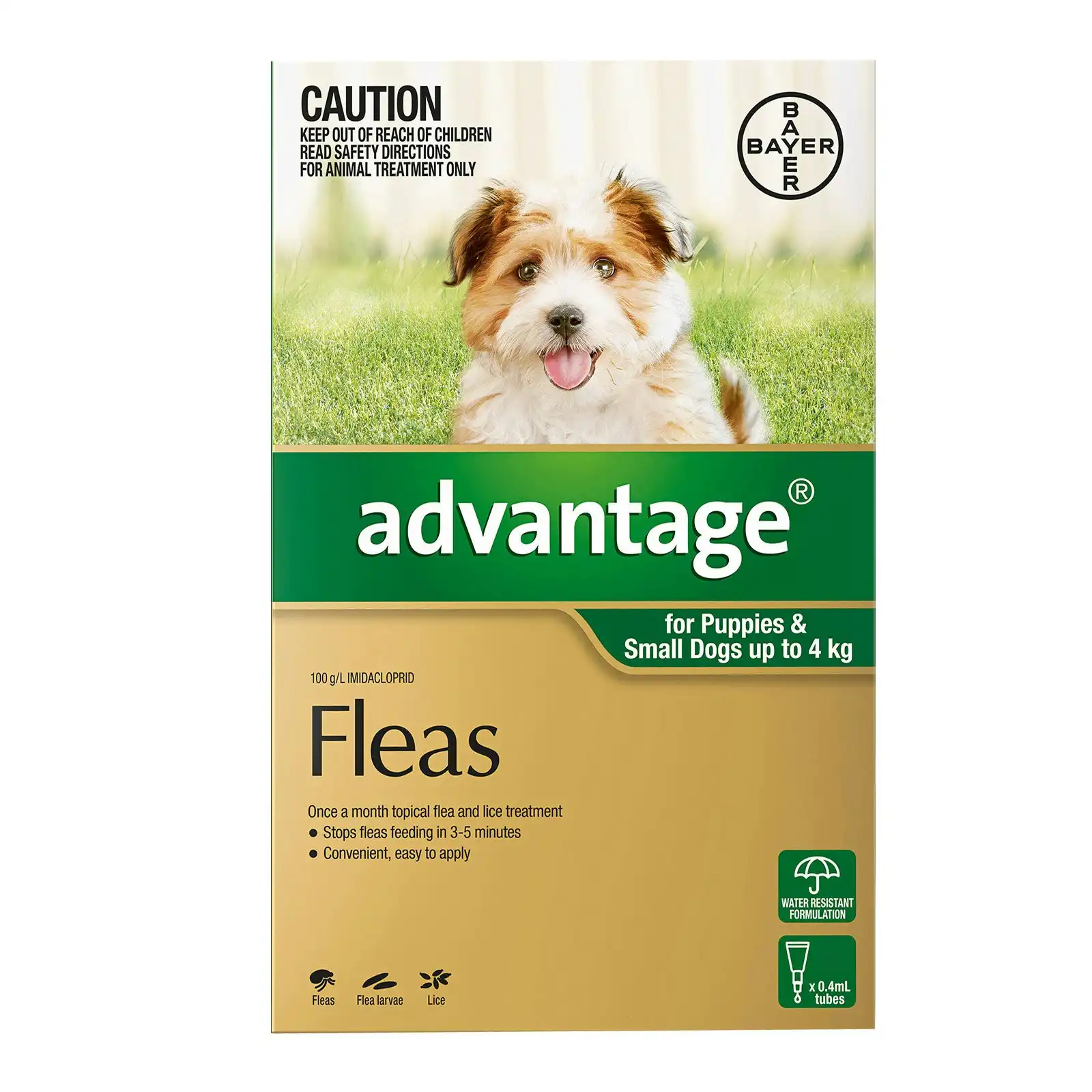 Advantage For Small Dogs Up To 4Kg (Green) 6 Pack