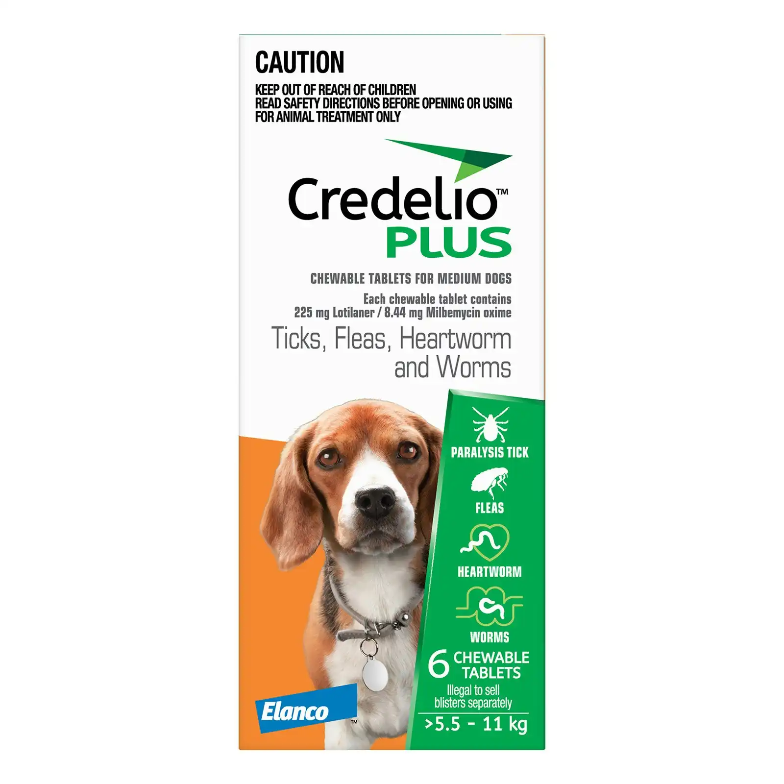 Credelio Plus For Medium Dogs 5.5 to 11 Kg ORANGE 6 Pack