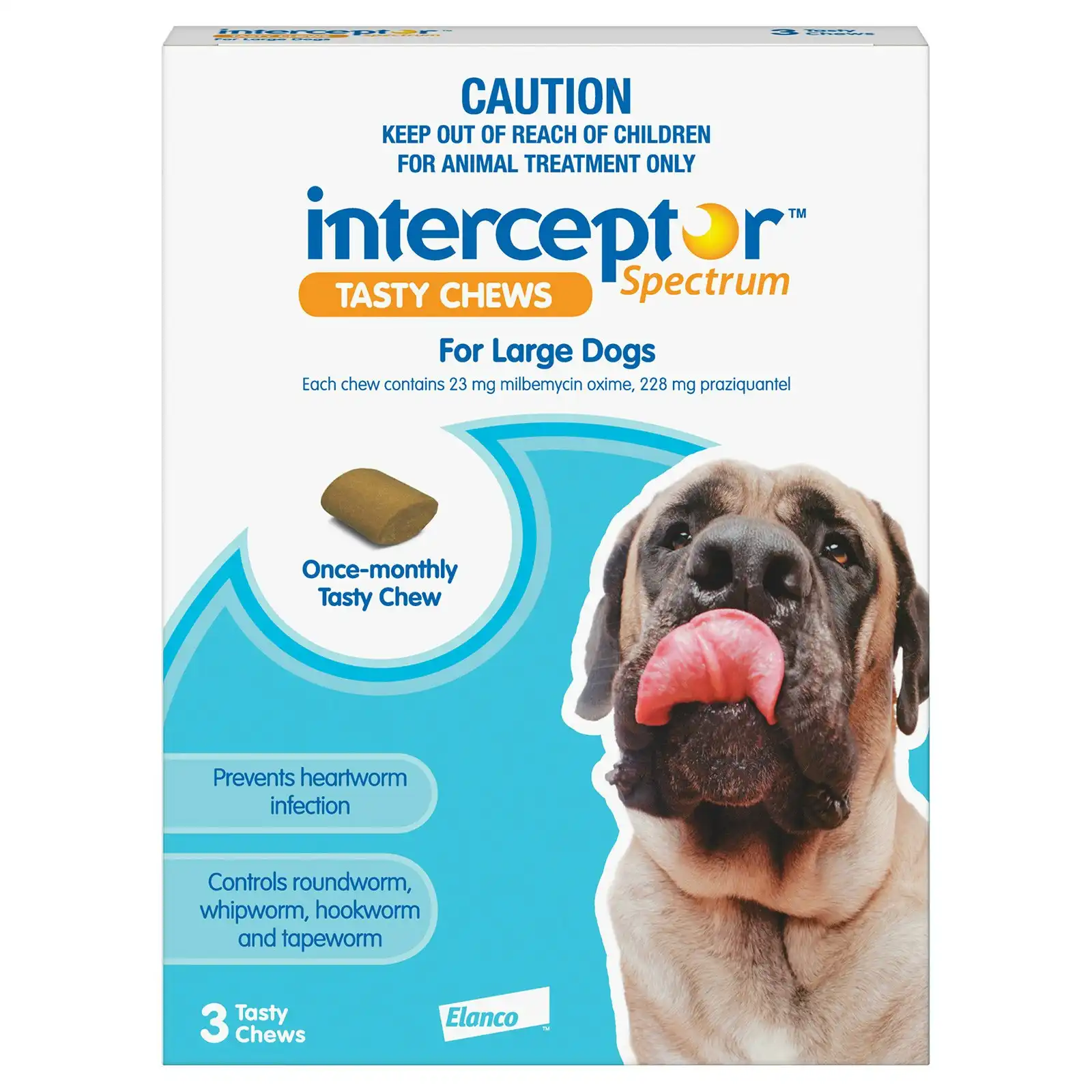 Interceptor Spectrum Tasty Chews For Large Dogs 22 To 45Kg (Blue) 12 Chews