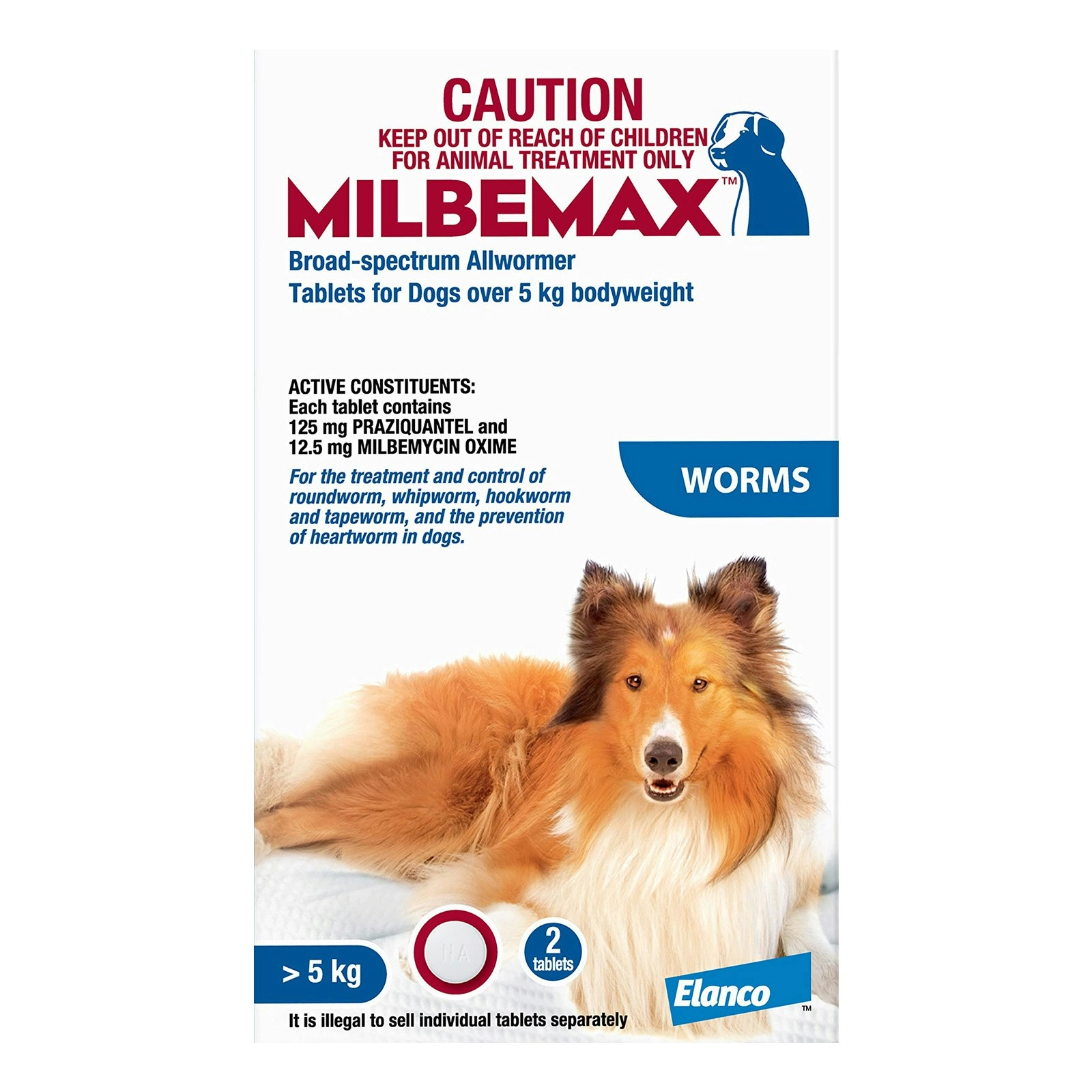 Milbemax Allwormer Tablets For Large Dogs 5 To 25 Kg 2 Tablet