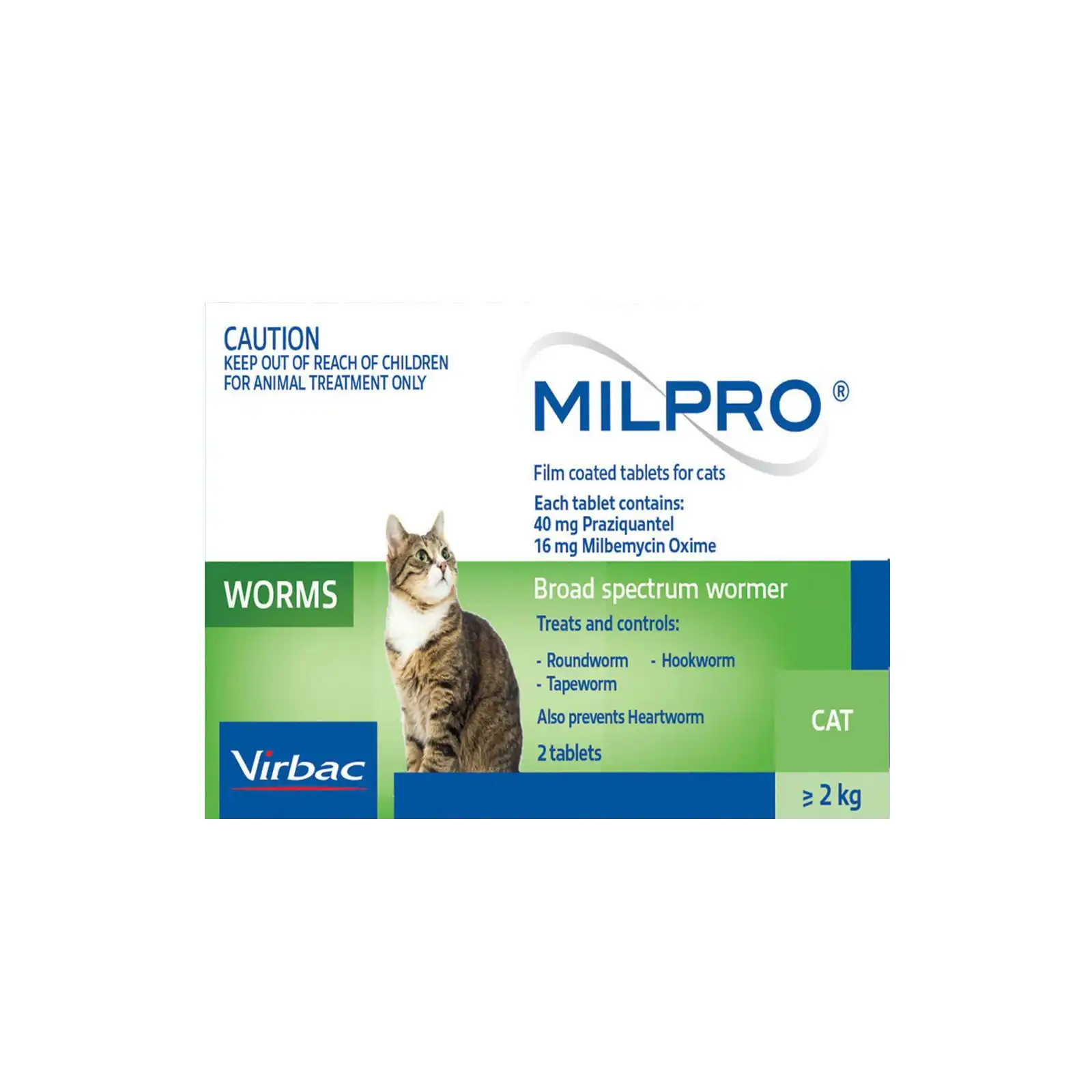 Milpro Allwormer For Cats Over 2 Kg 2 Tablets