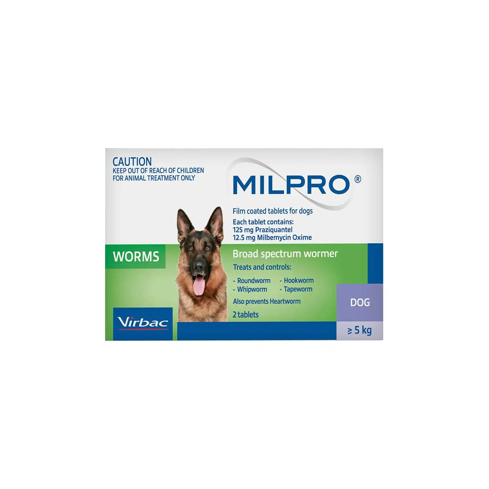 Milpro Allwormer For Dogs Over 5 Kg 2 Tablets