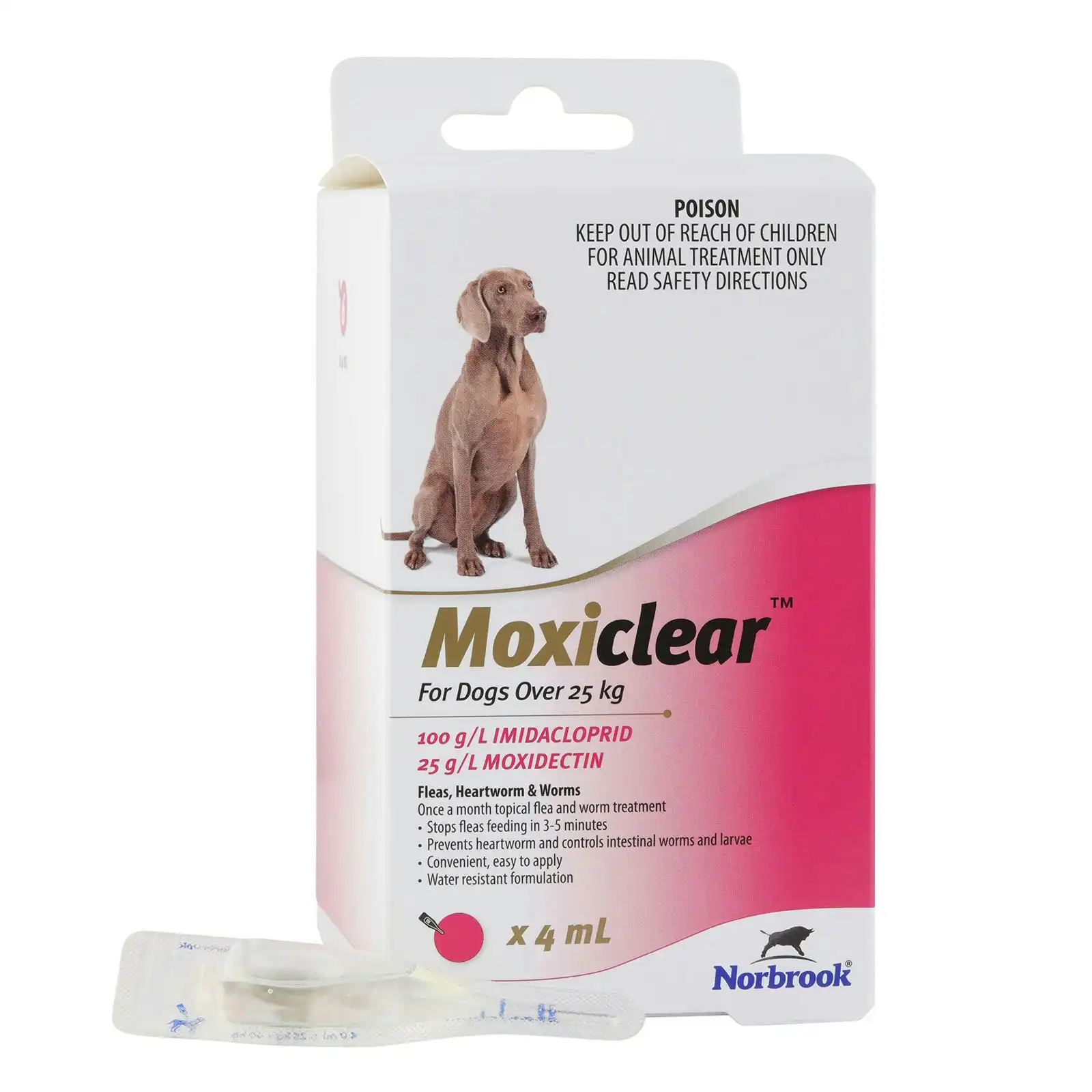 Moxiclear for Large Dogs Over 25 Kg (PINK) 6 Pipettes